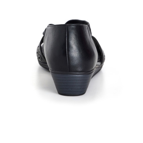 NEW CLOUDWALKERS Debbie Wedge Black 9.5 W Wide Fit COMFORT Slip-on Shoes - Picture 3 of 7